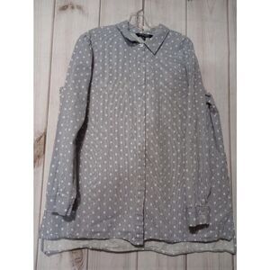 Chadwicks Shirt Ladies Extra Large Tall Blue Striped Button‎ Down